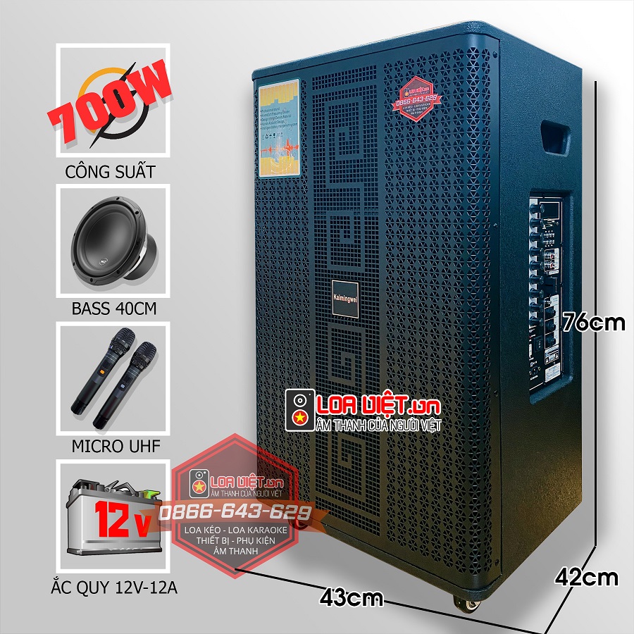 Loa kéo di động Kaimingwei SR5-15 - Bass 40 - 3 Đường tiếng